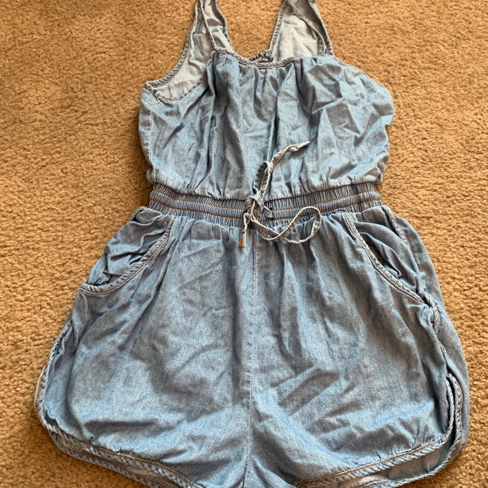 Blue jean romper with pockets